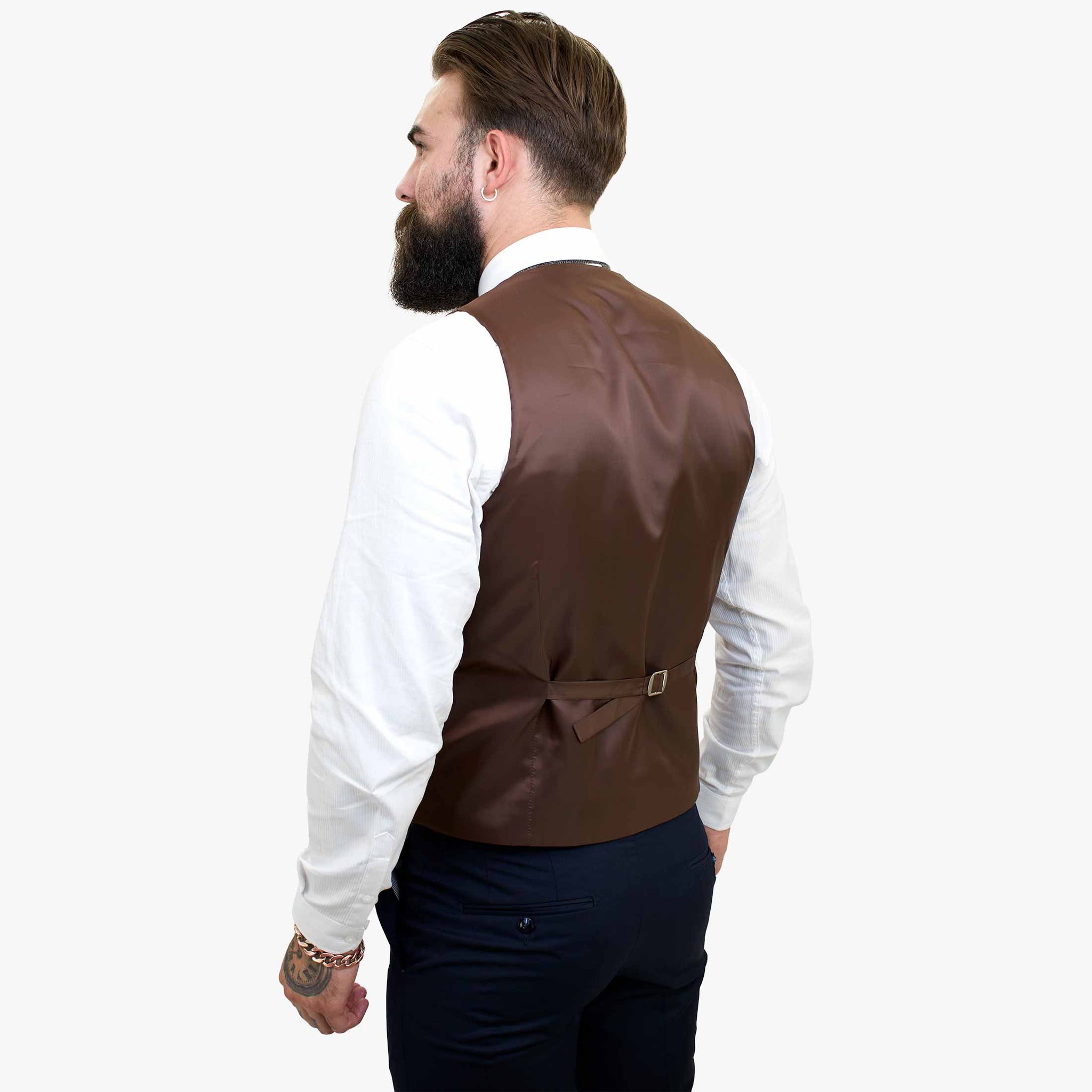 Happy Gentleman ELEGANTE villane kolmeosaline ülikond kontrastse pruuni vestiga
