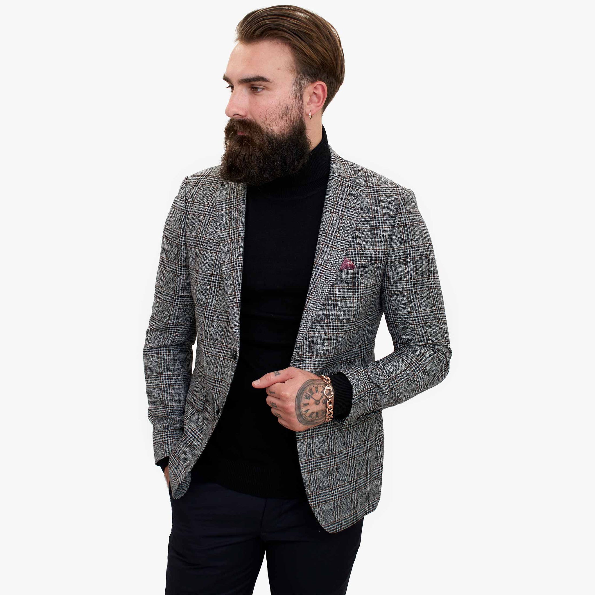 Happy Gentleman ELEGANTE villane kolmeosaline ülikond kontrastse pruuni vestiga