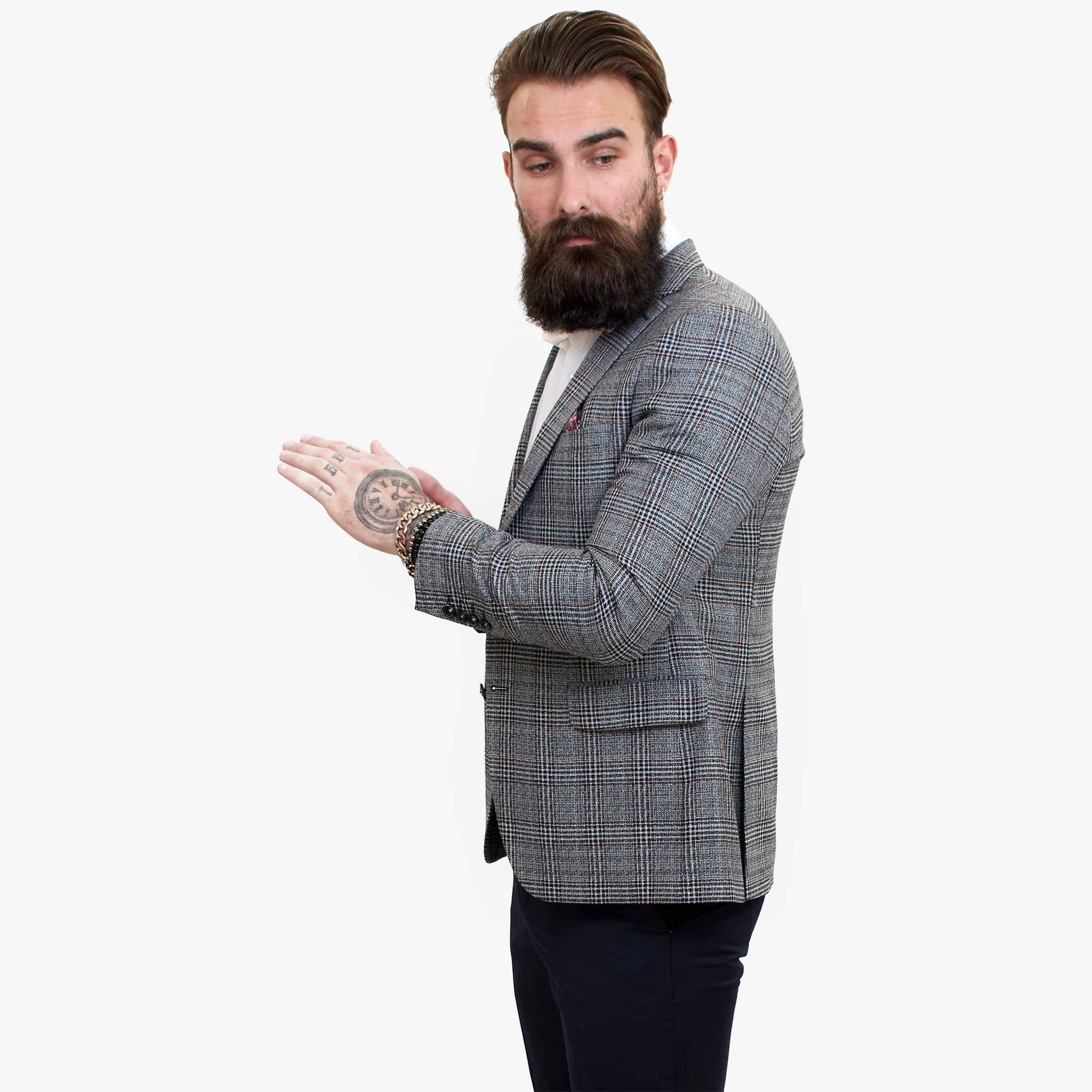 Happy Gentleman ELEGANTE villane kolmeosaline ülikond kontrastse pruuni vestiga