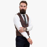 Happy Gentleman ELEGANTE villane kolmeosaline ülikond kontrastse pruuni vestiga