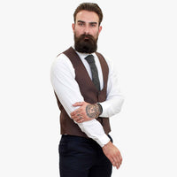 Happy Gentleman ELEGANTE villane kolmeosaline ülikond kontrastse pruuni vestiga