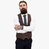 Happy Gentleman ELEGANTE villane kolmeosaline ülikond kontrastse pruuni vestiga