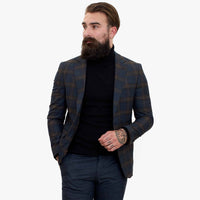 Happy Gentleman GRAZIE tumesinine villane kolmeosaline ülikond kontrastse pruuni vestiga