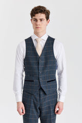 Harris - meeste tumesinine tviidvillasegu vest