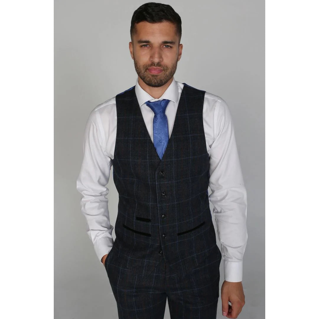 Harvey - meeste tumesinine ruuduline vest