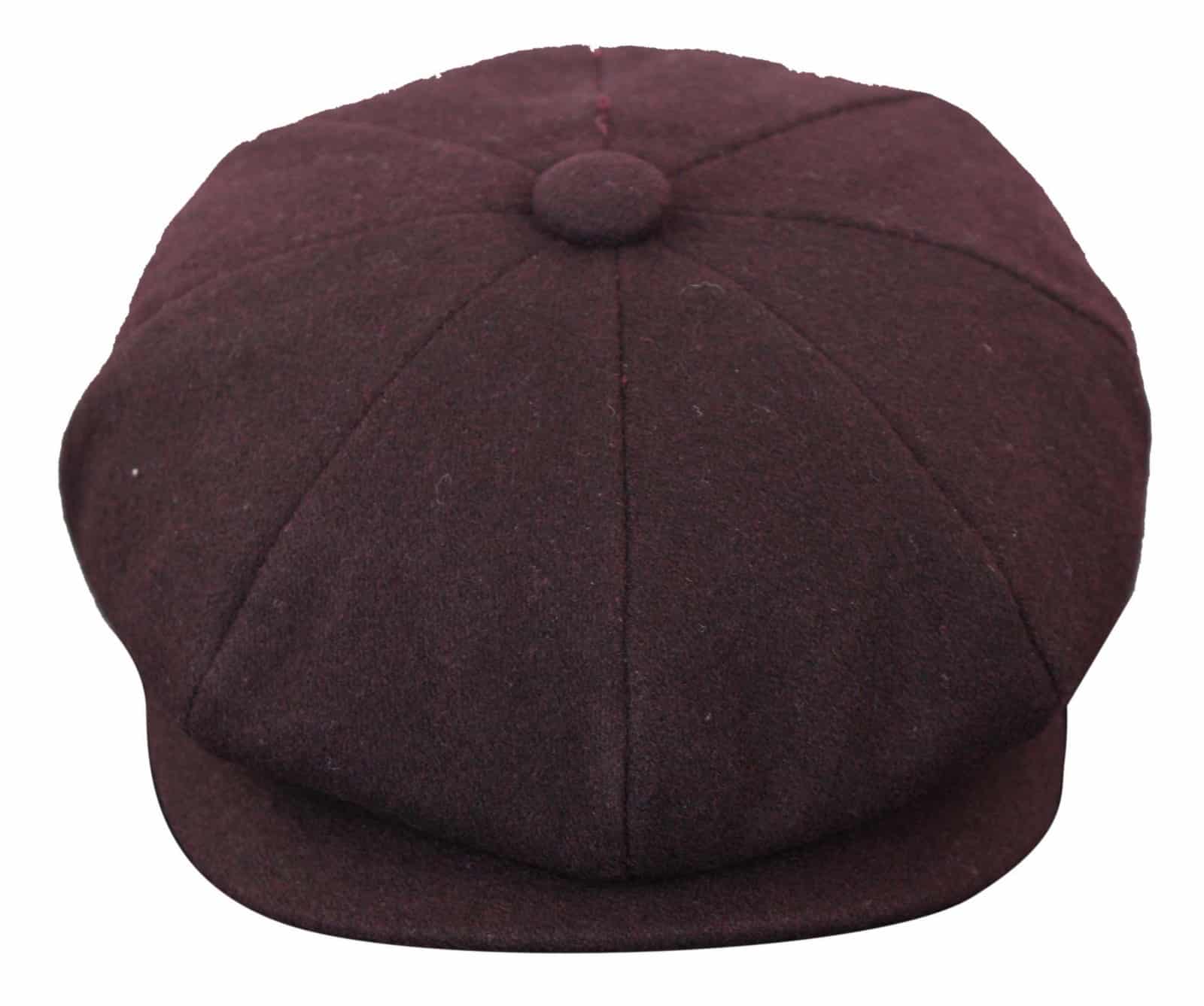 HT6363 - Meeste Vintage Tweed Newsboy Peaky Blinders nokamüts - Pruun/Veiniroheline
