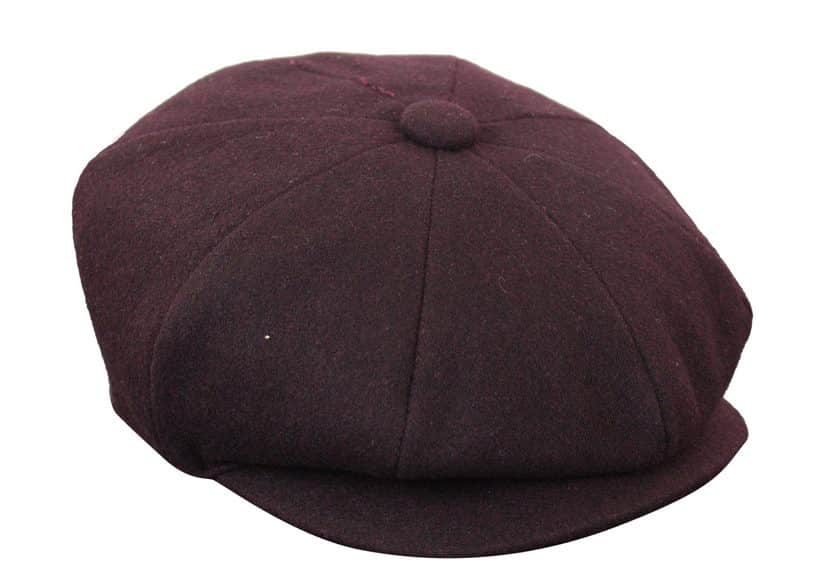 HT6363 - Meeste Vintage Tweed Newsboy Peaky Blinders nokamüts - Pruun/Veiniroheline