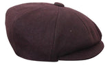 HT6363 - Meeste Vintage Tweed Newsboy Peaky Blinders nokamüts - Pruun/Veiniroheline