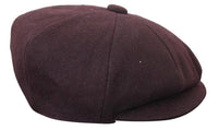 HT6363 - Meeste Vintage Tweed Newsboy Peaky Blinders nokamüts - Pruun/Veiniroheline