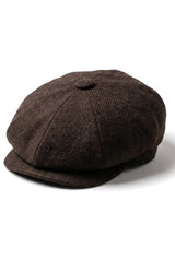 HT6363 - Meeste Vintage Tweed Newsboy Peaky Blinders nokamüts - Pruun/Veiniroheline