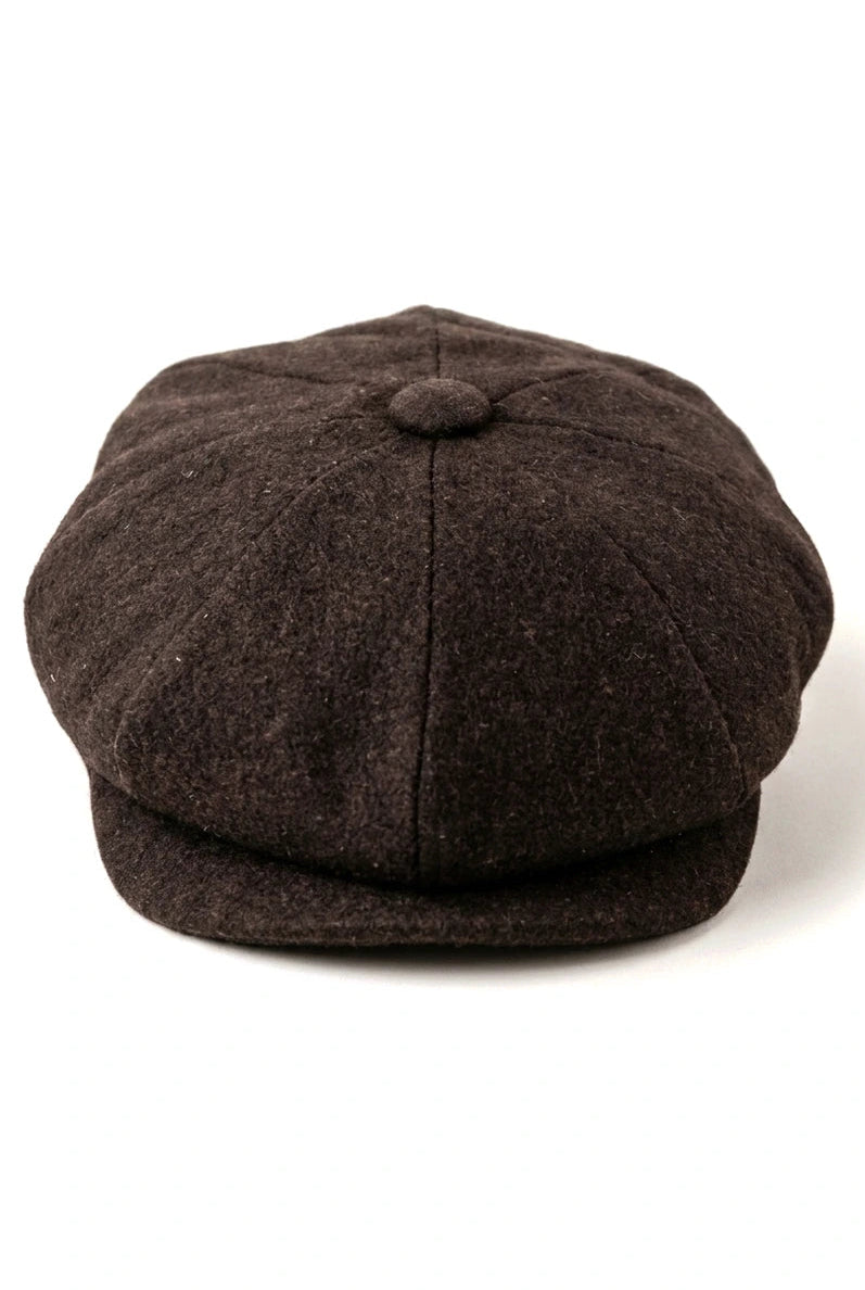 HT6363 - Meeste Vintage Tweed Newsboy Peaky Blinders nokamüts - Pruun/Veiniroheline