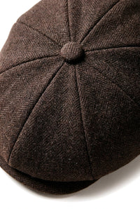 HT6363 - Meeste Vintage Tweed Newsboy Peaky Blinders nokamüts - Pruun/Veiniroheline