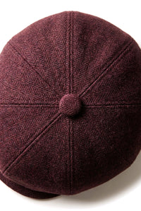 HT6363 - Meeste Vintage Tweed Newsboy Peaky Blinders nokamüts - Pruun/Veiniroheline