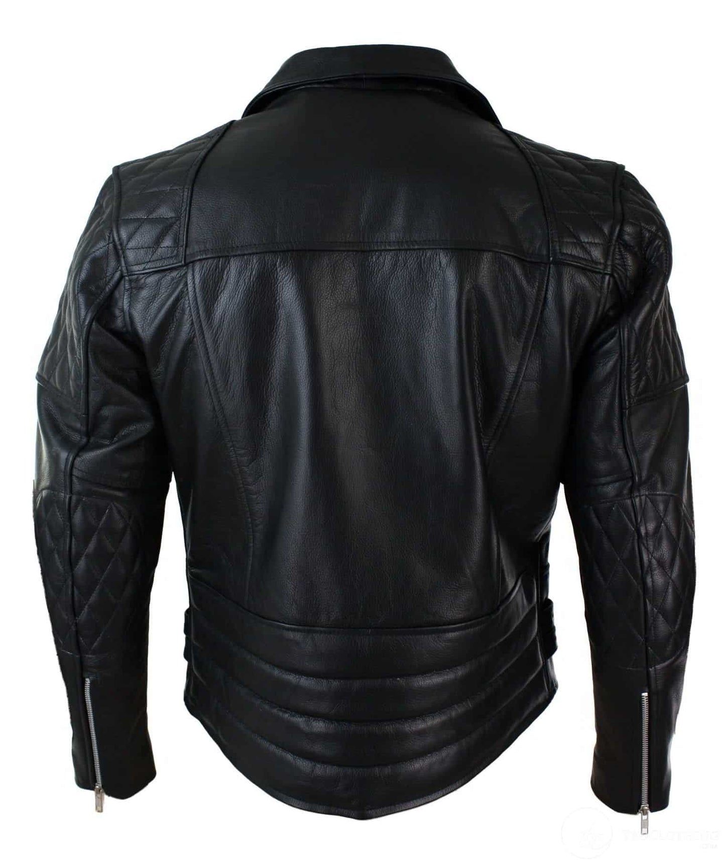 Ehtne nahk, risti lukuga, lehmanahast polsterdusega meeste bikerjakk, valge ja must, Brando Vintage-must