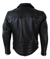 Ehtne nahk, risti lukuga, lehmanahast polsterdusega meeste bikerjakk, valge ja must, Brando Vintage-must