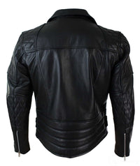 Ehtne nahk, risti lukuga, lehmanahast polsterdusega meeste bikerjakk, valge ja must, Brando Vintage-must