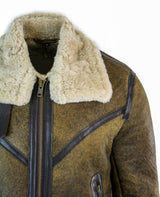 Infinity EK01 meeste Sherling ehtsast lambanahast Viking Vintage RAF jope, pruun kreemjas karusnahk