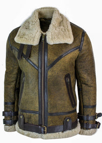 Infinity EK01 meeste Sherling ehtsast lambanahast Viking Vintage RAF jope, pruun kreemjas karusnahk