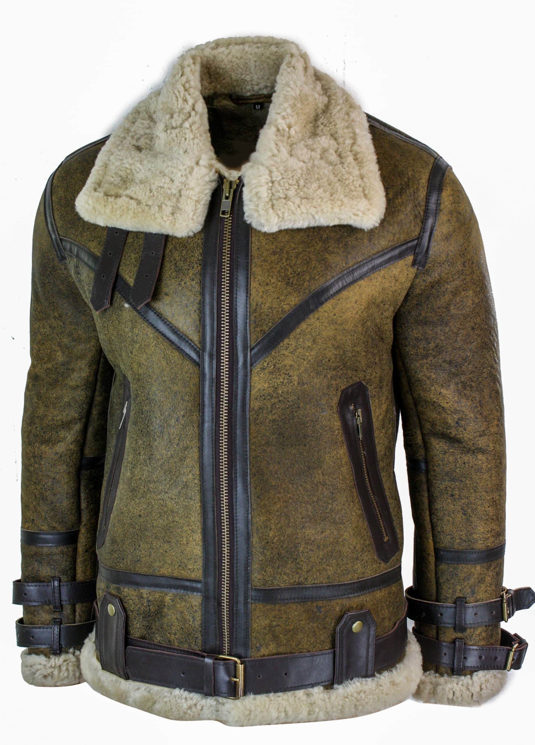 Infinity EK01 meeste Sherling ehtsast lambanahast Viking Vintage RAF jope, pruun kreemjas karusnahk