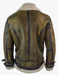 Infinity EK01 meeste Sherling ehtsast lambanahast Viking Vintage RAF jope, pruun kreemjas karusnahk