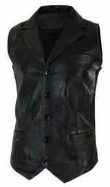 Meeste ehtsast nahast vest, helepruun, must, vabaaja, vintage retro-pruun