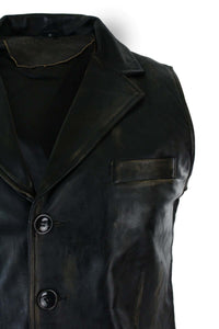 Meeste ehtsast nahast vest, helepruun, must, vabaaja, vintage retro-pruun