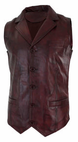 Meeste päris nahast helepruun must nutikas vabaaja vest vintage retro-burgundia värvi