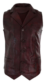 Meeste päris nahast helepruun must nutikas vabaaja vest vintage retro-burgundia värvi