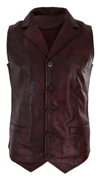 Meeste päris nahast helepruun must nutikas vabaaja vest vintage retro-burgundia värvi