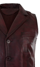 Meeste päris nahast helepruun must nutikas vabaaja vest vintage retro-burgundia värvi