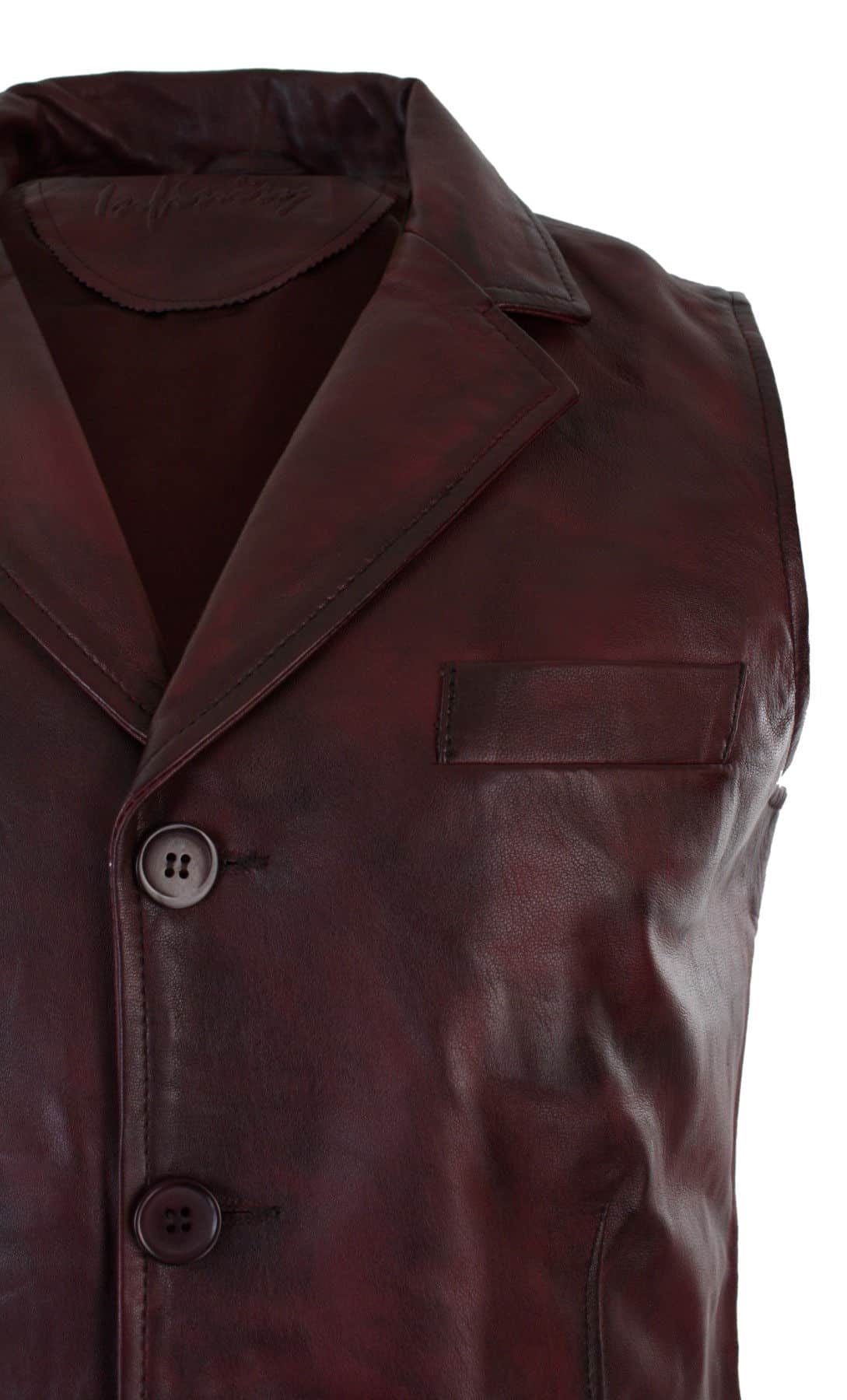 Meeste päris nahast helepruun must nutikas vabaaja vest vintage retro-burgundia värvi