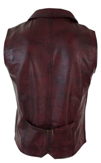Meeste päris nahast helepruun must nutikas vabaaja vest vintage retro-burgundia värvi