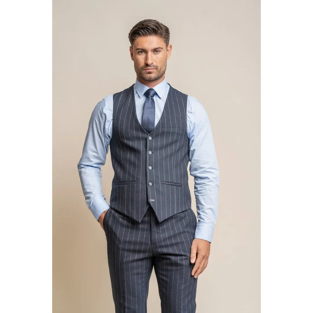 Meeste tumesinine triibuline vest Invincible
