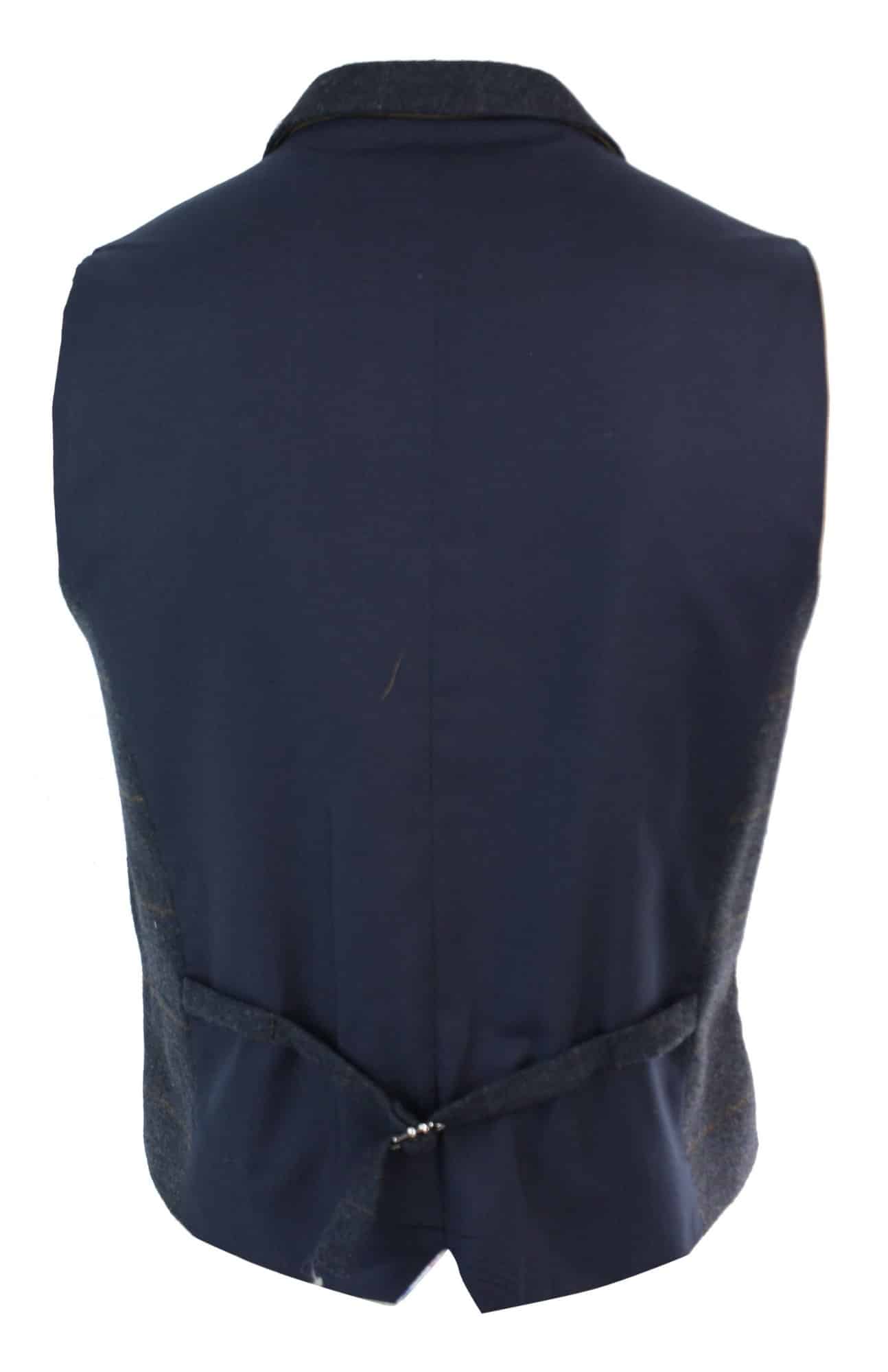 Meeste kaherealine kalasabamustriga tviidmustris Peaky Blinders vintage ruuduline vest tumesinine