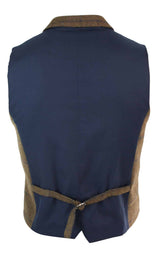 Meeste kaherealine kalasabamustriga tviidmustris Peaky Blinders vintage ruuduline vest tan-pruun