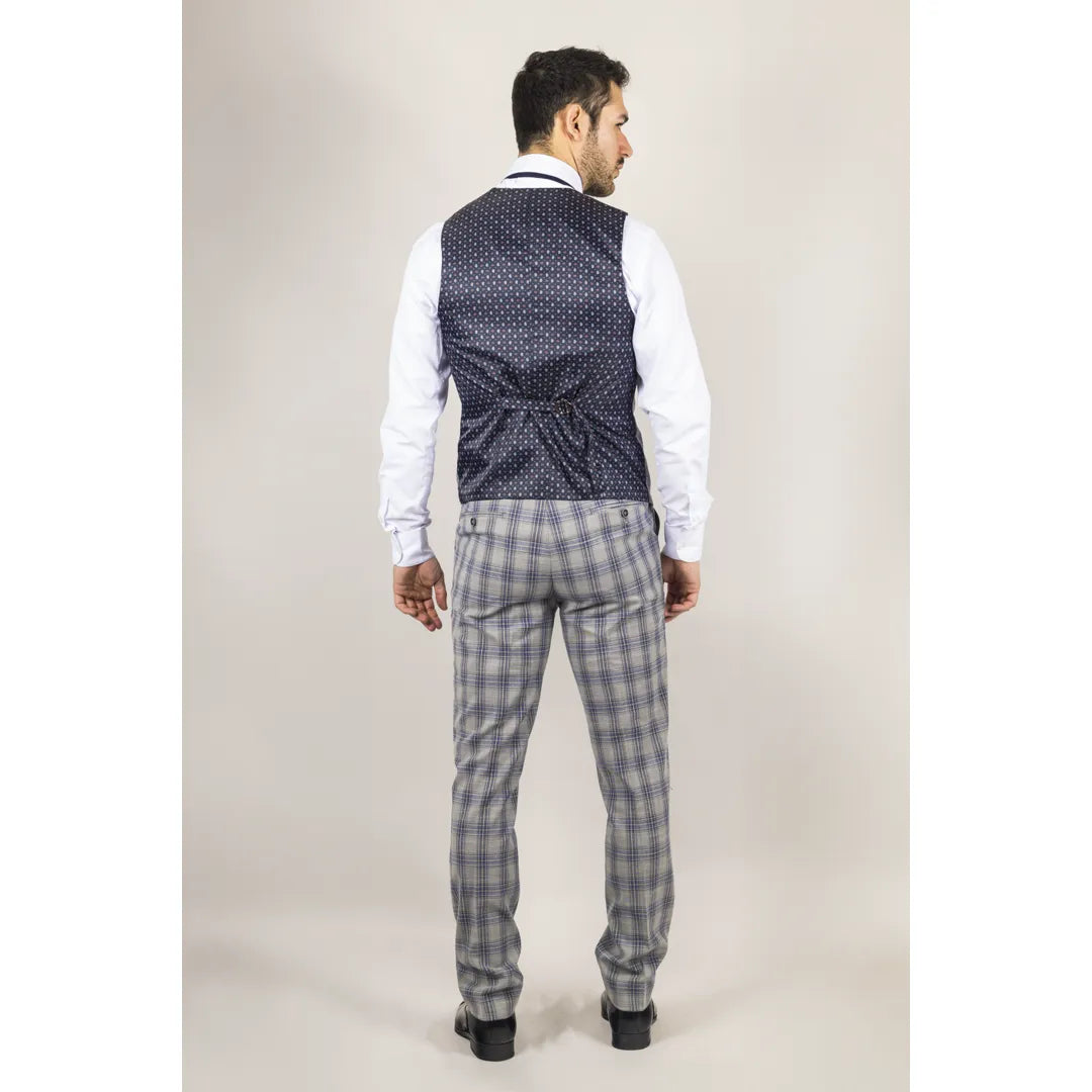 Rüütel - meeste hallikassinine ruuduline vest