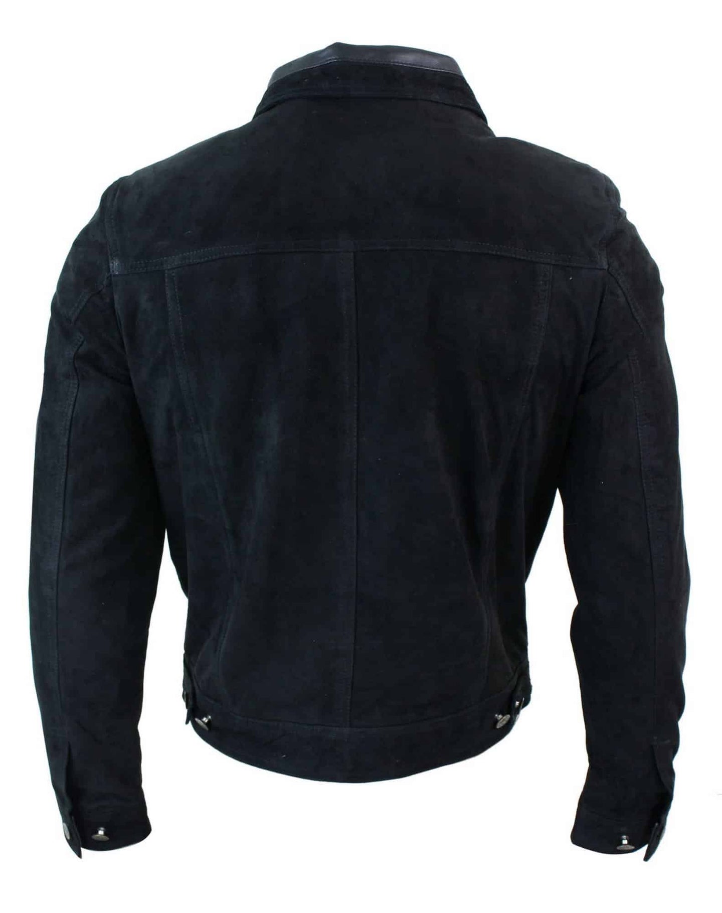 Ehtne seemisnahast meeste vintage lühike teksastiilis retro teksajakk vabaaja - must
