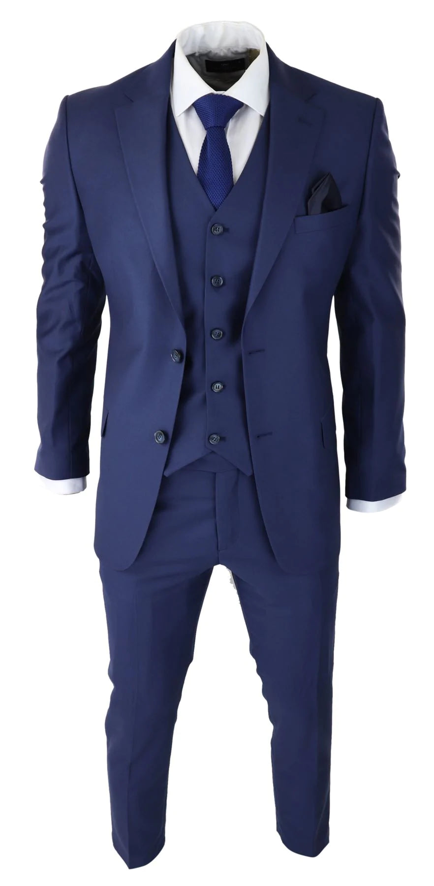 Meeste klassikaline tumesinine kolmeosaline ülikond, kitsas lõige, vintage retro, elegantne, pidulik pulmakleit