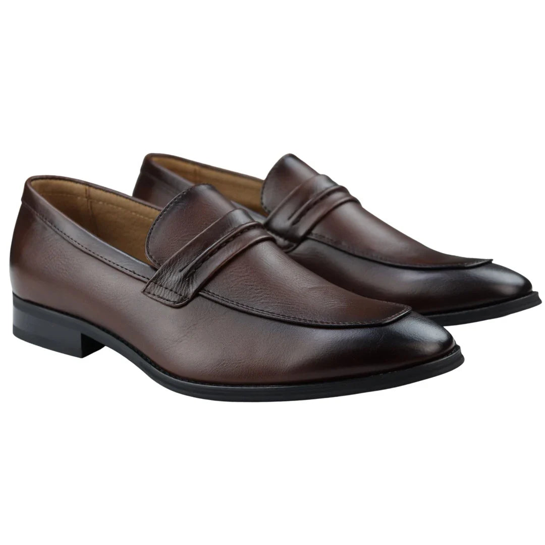 Meeste mokasiinid pruunid loafers-kingad, nahkvoodriga, libistatavad, stiilsed ja pidulikud kingad