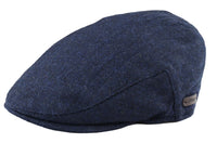 Meeste lameda nokaga villane kalasabamustriga tumesinine tviidmüts, klassikaline 1920ndate unisex Del Boy