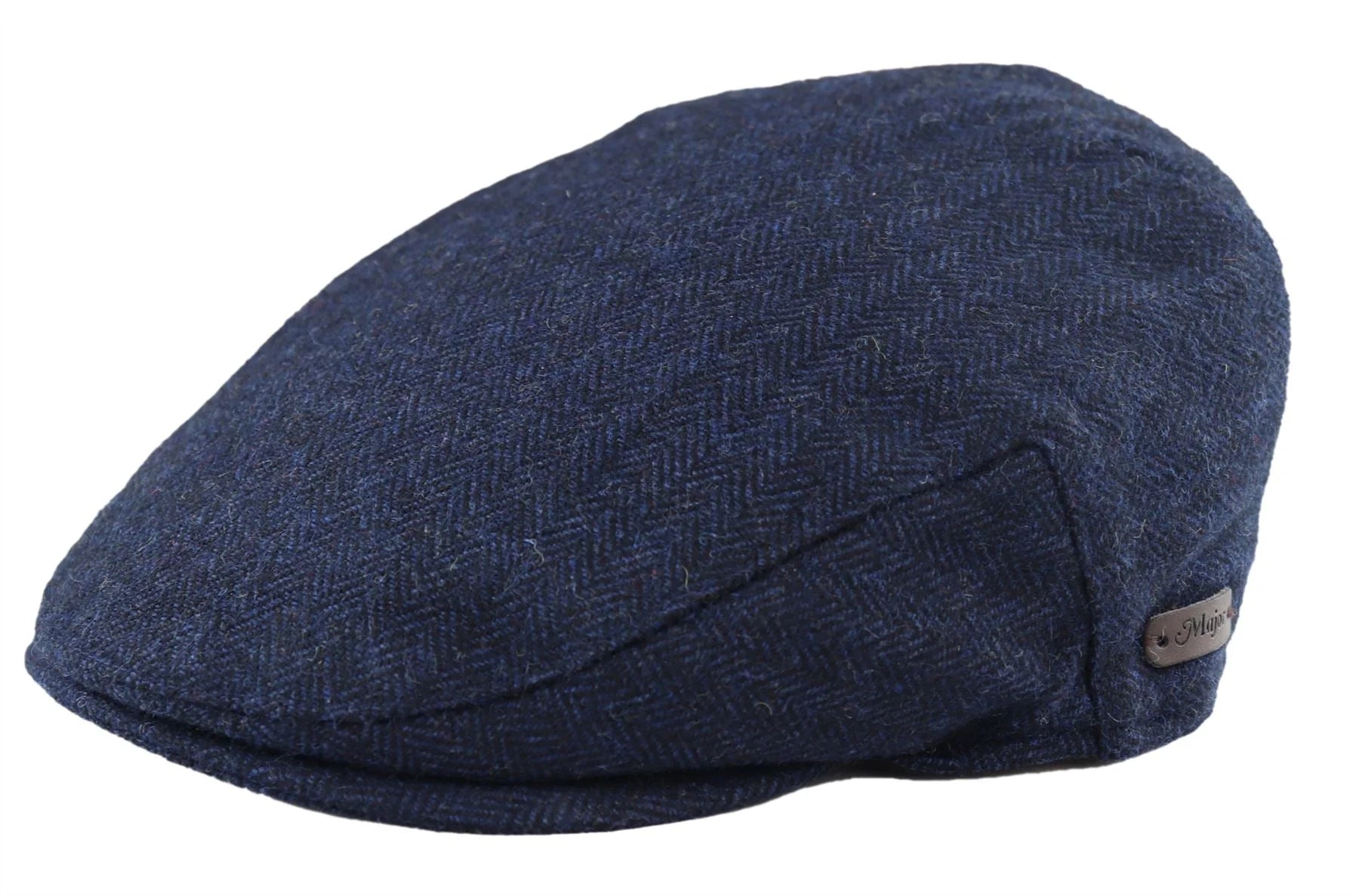 Meeste lameda nokaga villane kalasabamustriga tumesinine tviidmüts, klassikaline 1920ndate unisex Del Boy