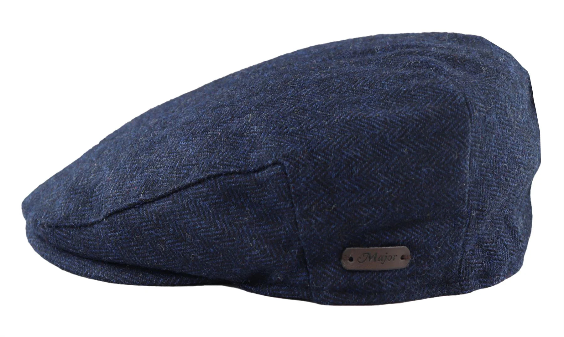 Meeste lameda nokaga villane kalasabamustriga tumesinine tviidmüts, klassikaline 1920ndate unisex Del Boy