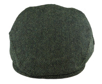 Meeste lameda nokaga villane kalasabamustriga oliivroheline tviidmüts, klassikaline 1920ndate unisex poiste stiilis