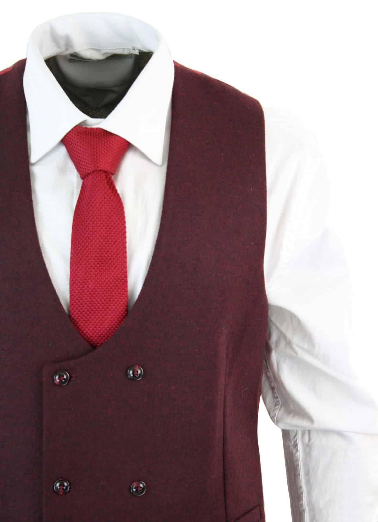 Meeste kaherealine vilttviidvest, vintage retro klassikaline, kitsa lõikega, kalasabamustriga, Melton DBC, veinipunane