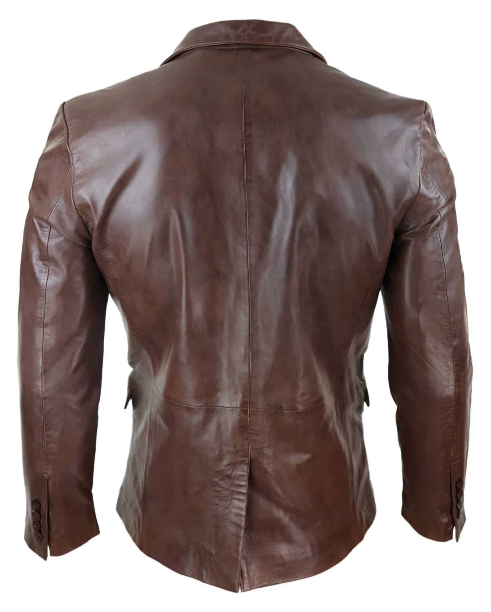 Meeste Slim Fit pruun nahast bleiser
