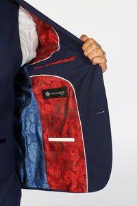 Mark - Meeste tumesinine kolmeosaline ruuduline rätsepatööna valminud ülikond