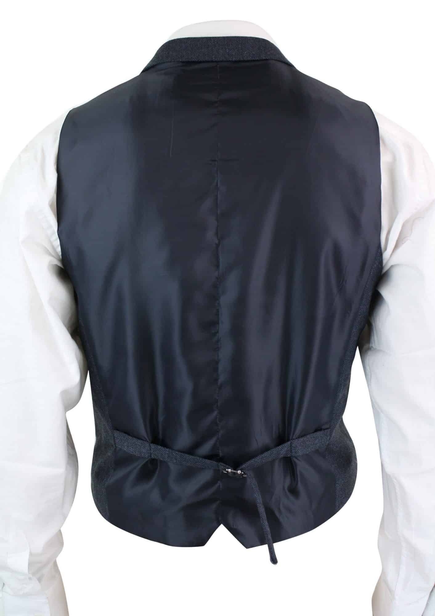 Cavani Martez - meeste kalasabamustriga tviidmustriga Gatsby Peaky Blinders klassikaline kaherealine vest - sinine