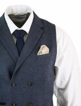 Cavani Martez - meeste kalasabamustriga tviidmustriga Gatsby Peaky Blinders klassikaline kaherealine vest - sinine