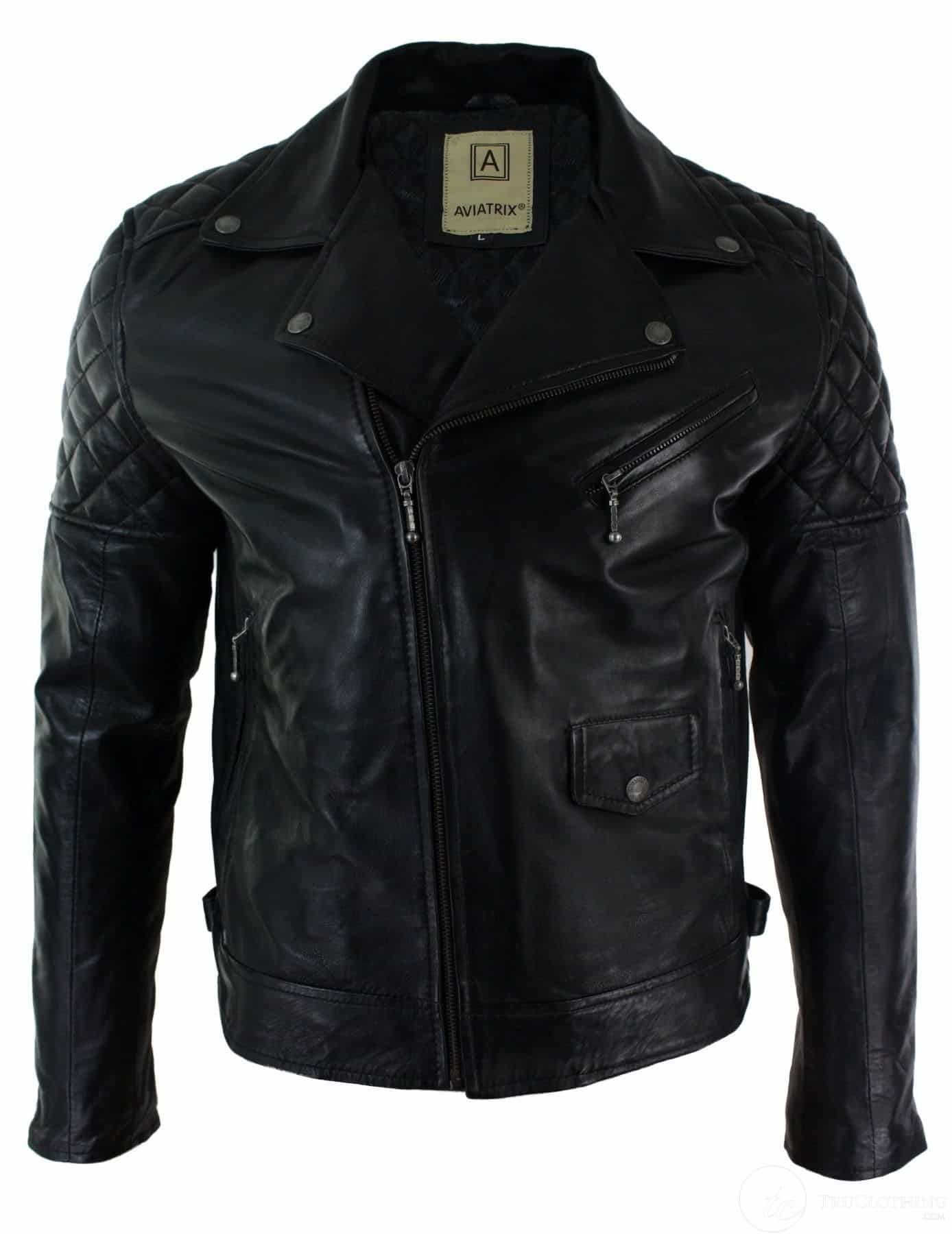 Ehtne nahkne risti lukuga meeste bikerjakk, must rätsepatööna valminud retro vabaajajakk