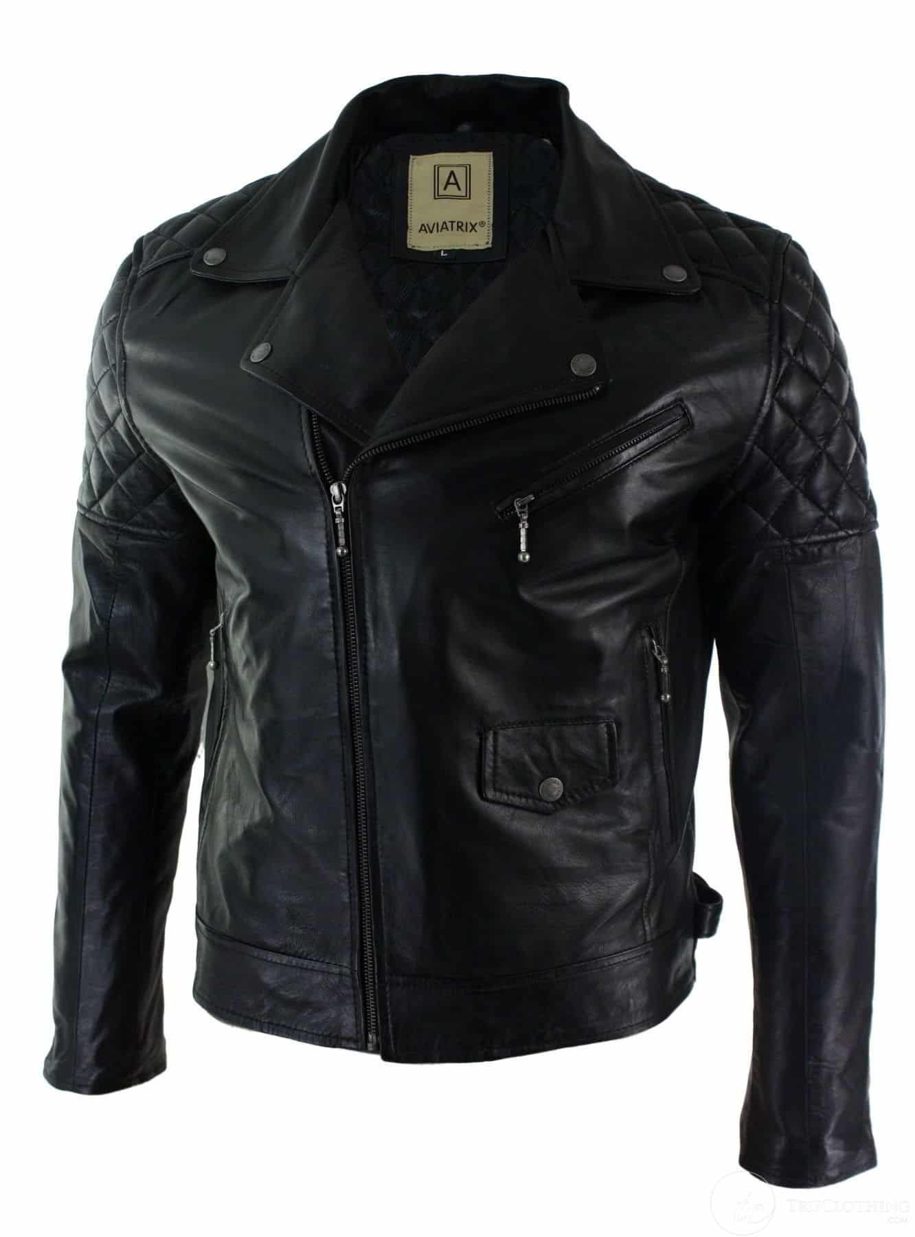 Ehtne nahkne risti lukuga meeste bikerjakk, must rätsepatööna valminud retro vabaajajakk